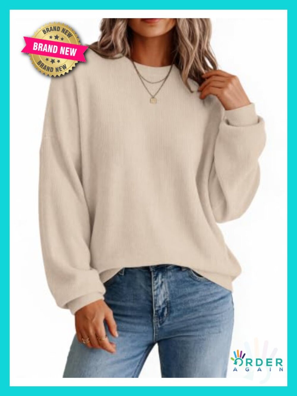 Oversized Crewneck Long Sleeve Knit Pullover Sweater